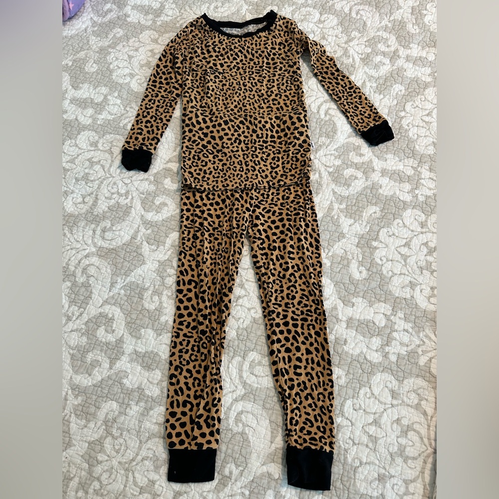 Little Sleepies Leopard Print Pajama Set - Black Trim